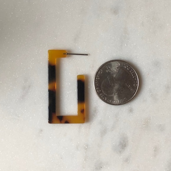 NWOT Tortoise Resin Drop Earrings - Picture 3 of 4